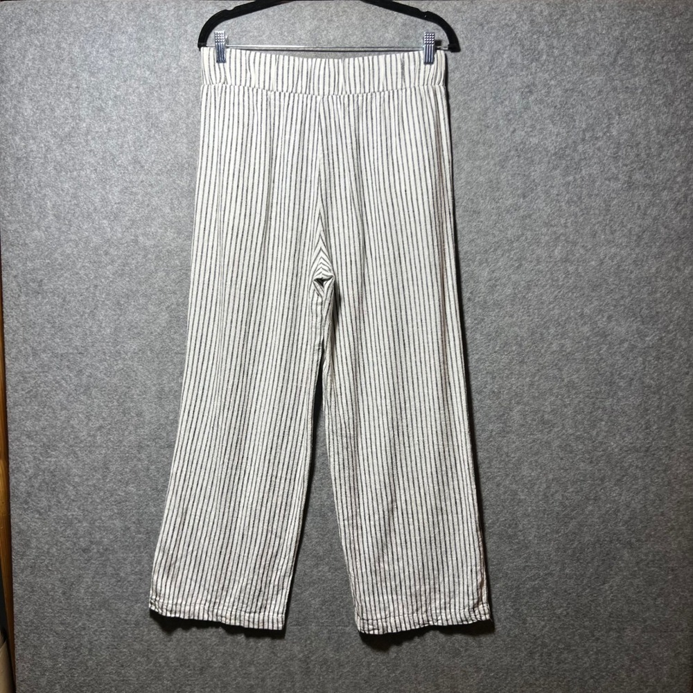 Definitions‎ d.jea Womens Medium Striped Linen Blend Wide Leg Pants Black White - Picture 10 of 10